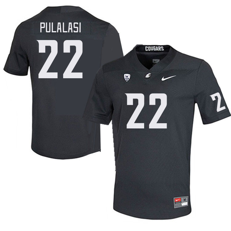 Washington State Cougars #22 Leo Pulalasi College Football Jerseys Stitched Sale-Charcoal